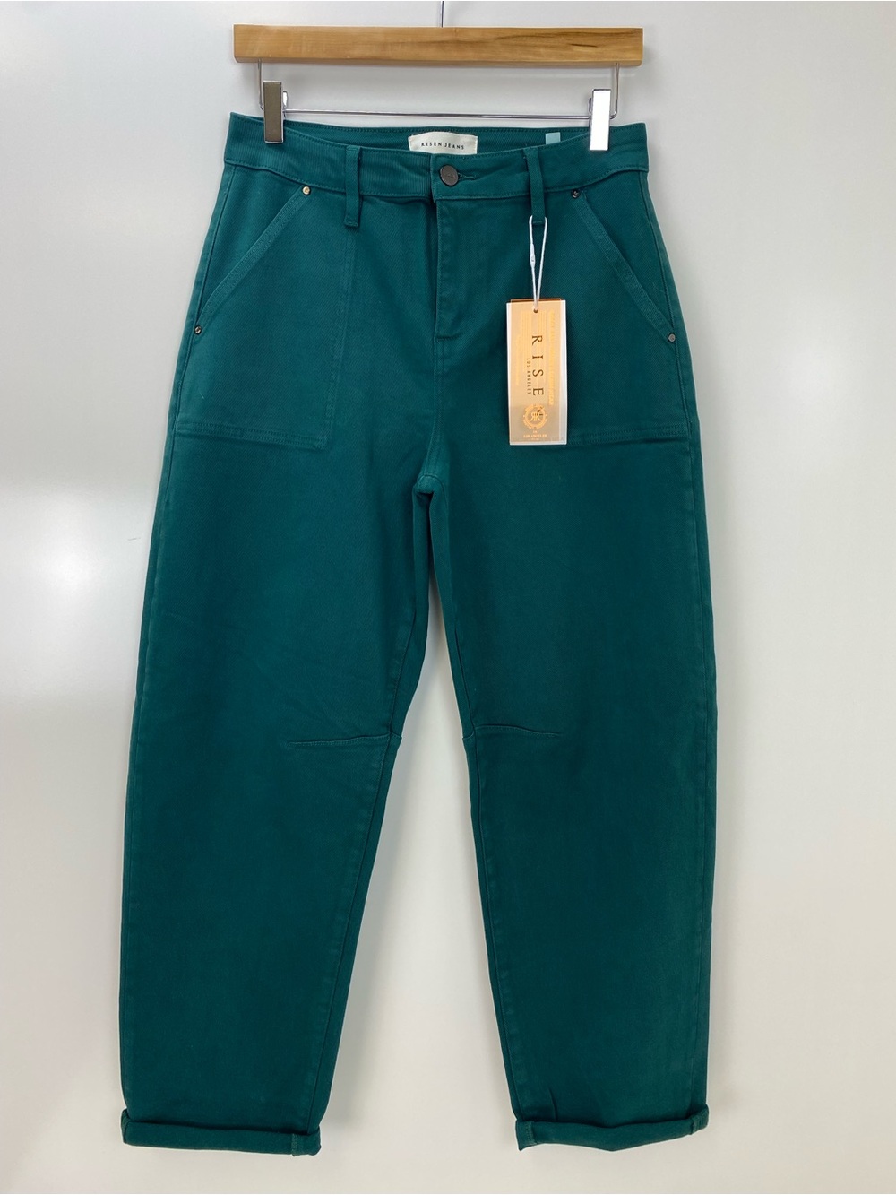 Risen Green High-Rise Wide-Leg Jeans